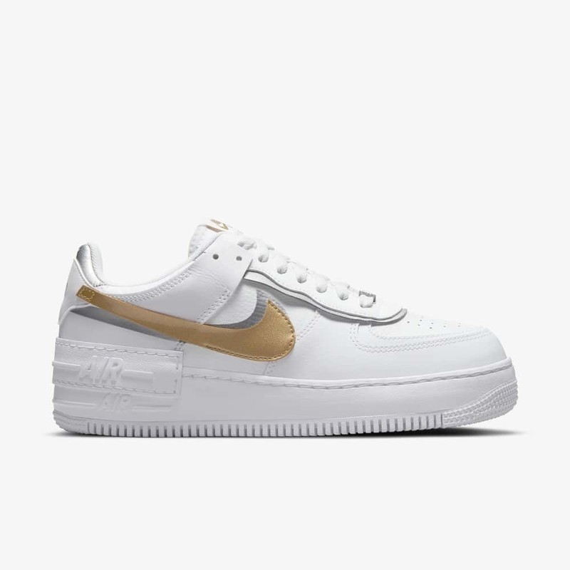 nike air force 1 white gold swoosh